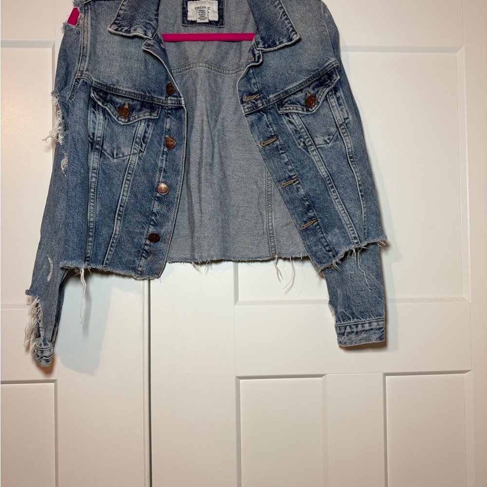 Forever 21 Blue Distressed Jean Jacket